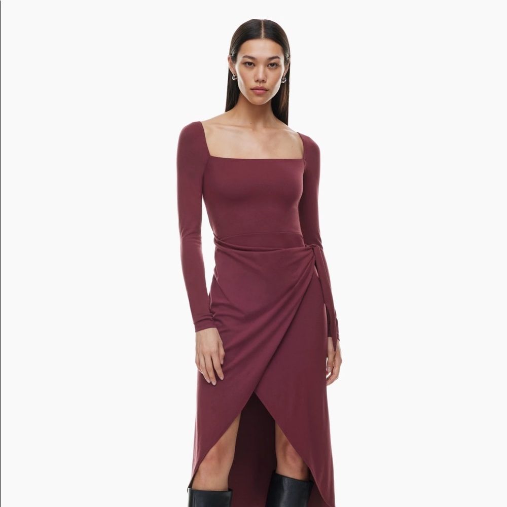 NEW Aritzia Midi Longsleeve Jersey Wrap Dress